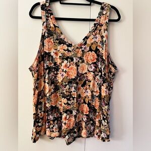 Torrid Black and Orange Floral Tank Top size 3 X